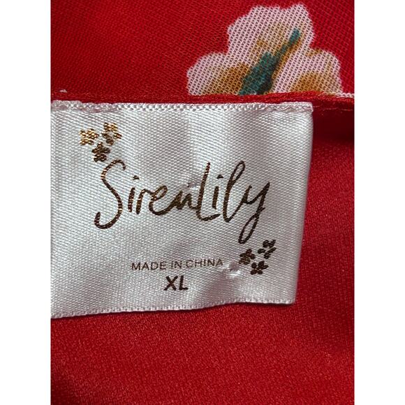 Siren Lily Red Floral Maxi Dress XL Mesh Lined Boho Prairie Peasant Cottagecore - Picture 7 of 9